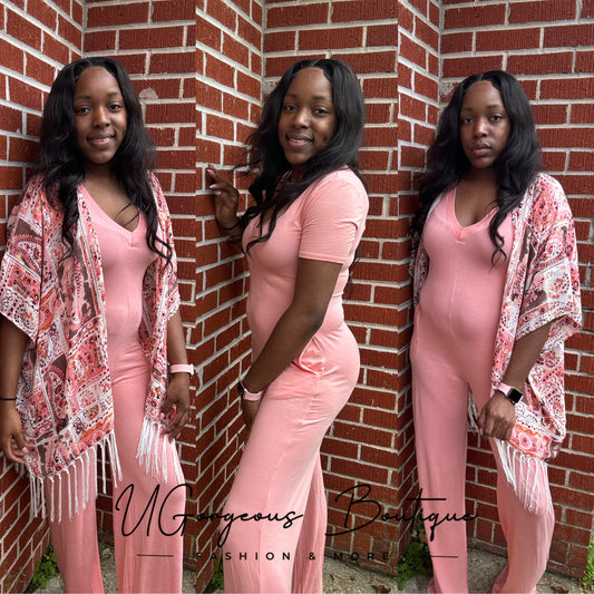 Solid Comfy Jumpsuit (Peach)