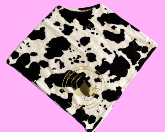Black Cow Print Poncho