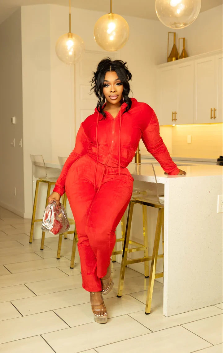 Juicy Silk Sweatsuit (Red)