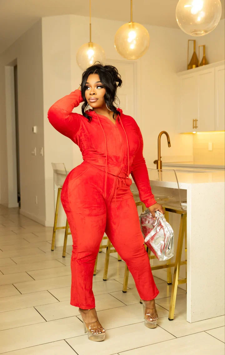 Juicy Silk Sweatsuit (Red)