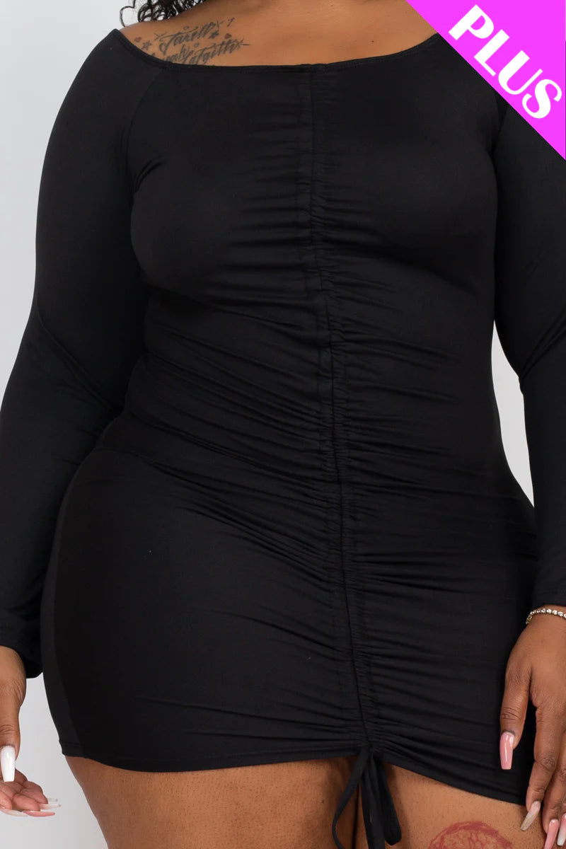 Plus Size Black Off Shoulder Bodycon Dress