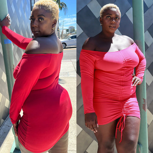 Plus Size Red Off Shoulder Bodycon Dress