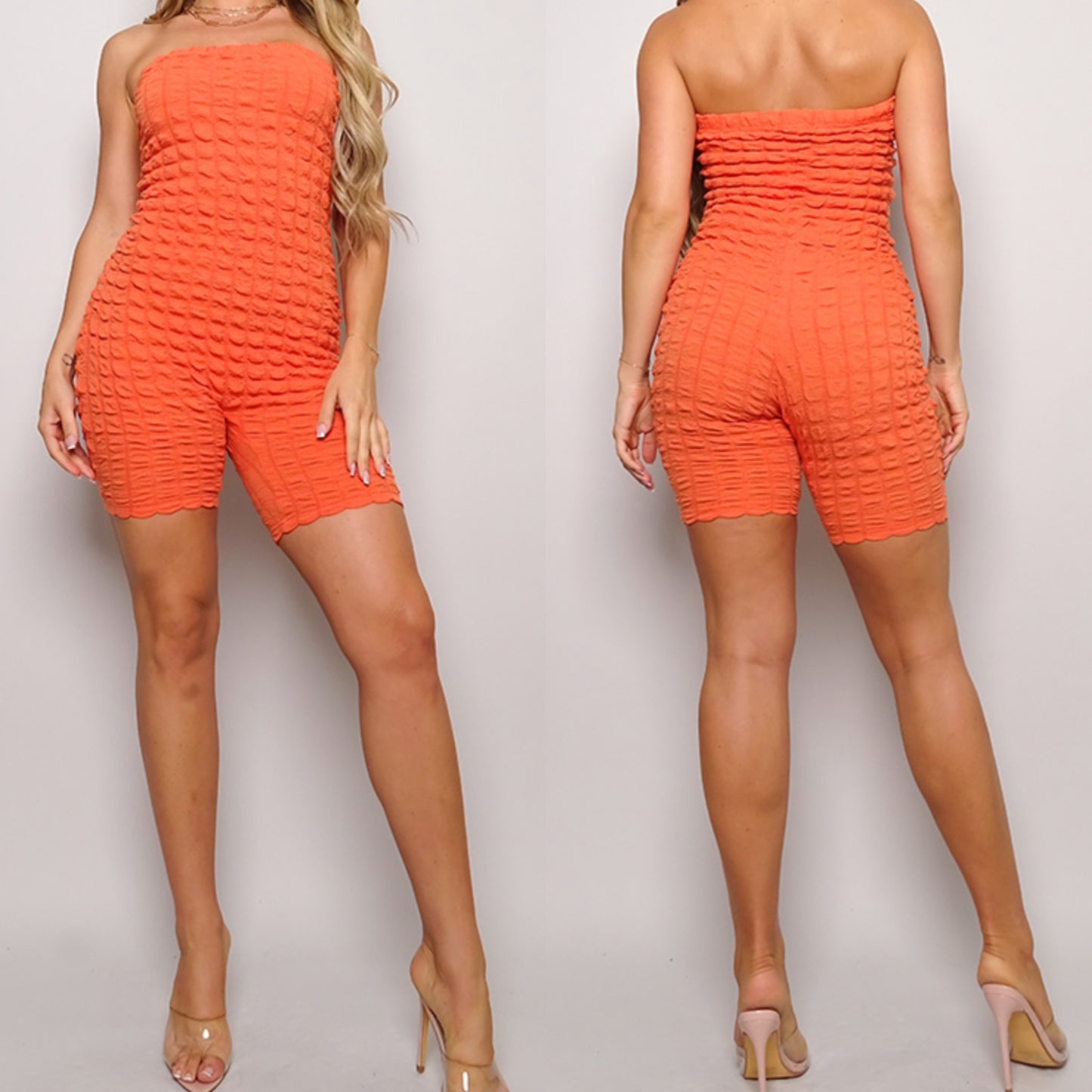 Bubble Butt Romper (Orange)