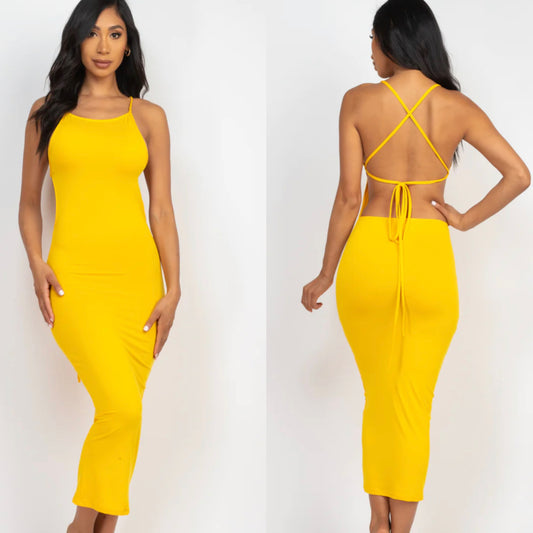 Crisscross Maxi Dress (Yellow)