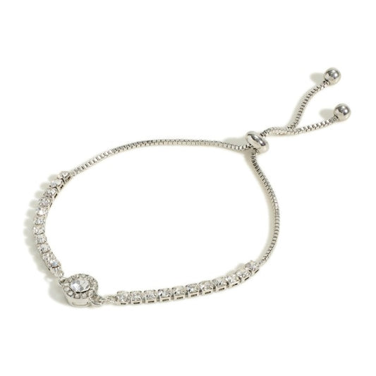 Silver Diamond Charm Bracelet