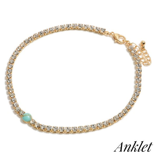 Turquoise Diamond Natural Stone Anklet